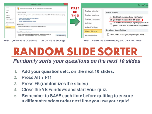 PowerPoint Random Slide Sorter - Ideal for starter activities and quizzes!