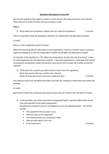 Common questions in the additional AQA GCSE science ISAs