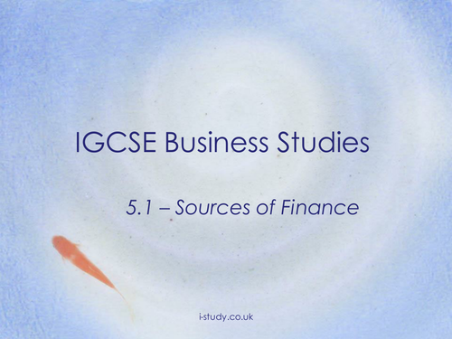 IGCSE Business Studies - Sources of Finance