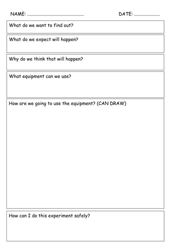 Design an Experiment worksheet 