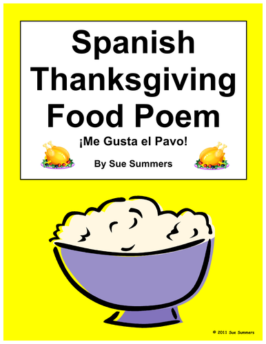 Spanish Thanksgiving Food Poem - Me Gusta El Pavo / I Like Turkey