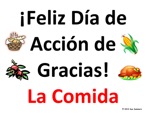 Spanish Thanksgiving Food Word Wall Accion De Gracias Teaching Resources