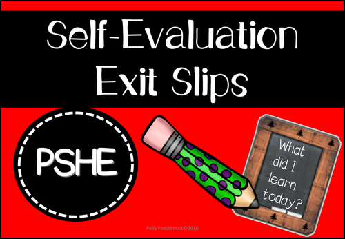 Self-Evaluation Exit Slips | Teaching Resources