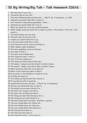 Meaningful homework ideas picture