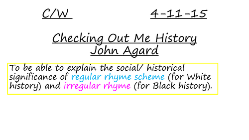 Checking Out Me History- John Agard