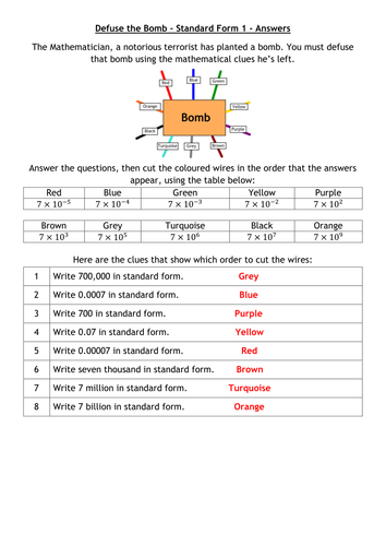 Defuse The Bomb - Standard Form