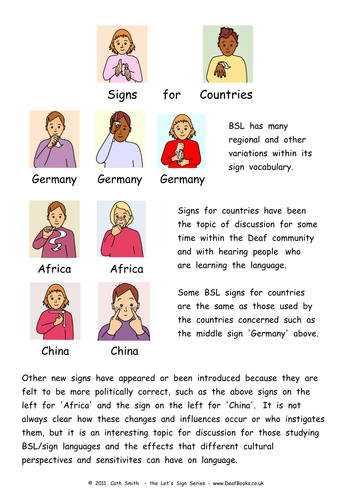Political Correctness and British Sign Language signs for countries.