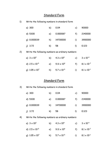 Writing equations in standard form worksheet with answers image