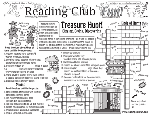 Treasure Hunting and Gold Rushes Two-Page Activity Set