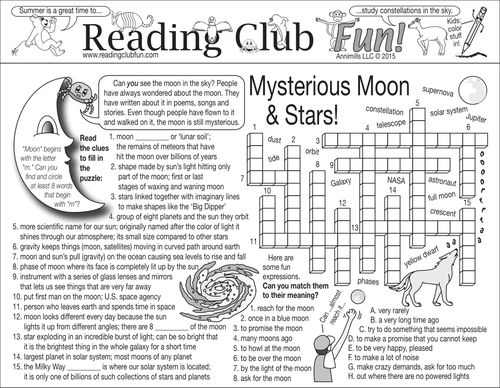 Mysterious Moon and Stars Two-Page Activity Set
