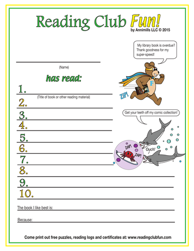 Super Heroes Reading Log and Certificate Set