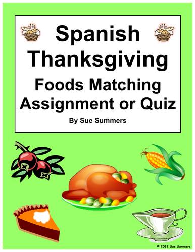 Spanish Thanksgiving Matching and Image IDs Worksheet or Quiz