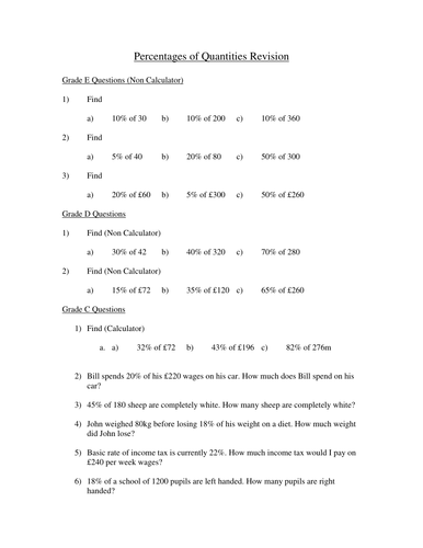 Percentage of Quantities Differentiated Homework