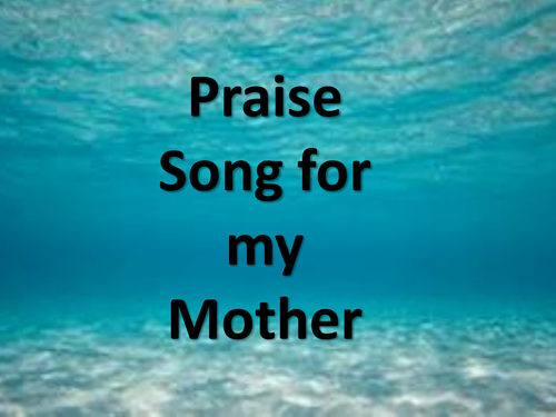 Poetry - Praise Song for my Mother