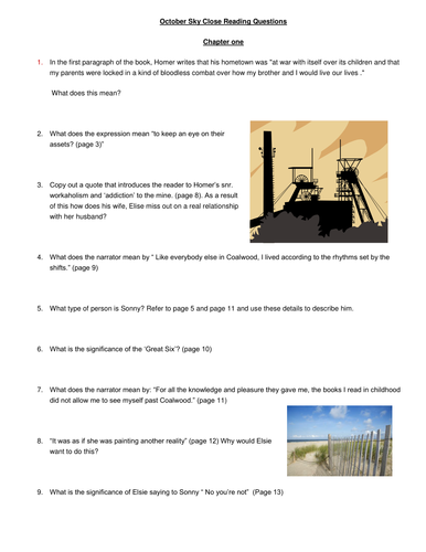 October Sky by Homer Hickam Student Question Booklet