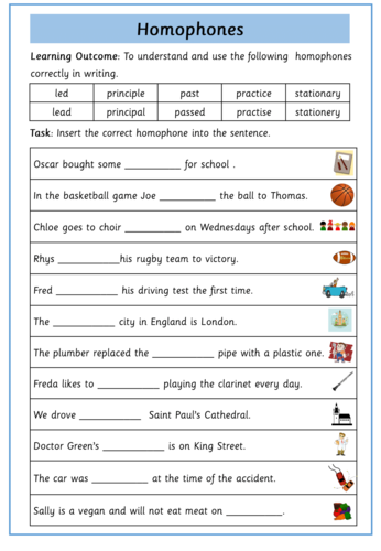 year 5 and 6 homophone worksheet by krazikas teaching