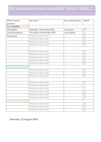 Personal revision checklist