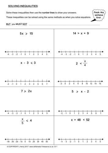 Inequalities Worksheets GCSE by Mandymaths_TES - UK Teaching Resources