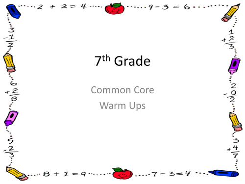 Warm Ups for the Year! - 7th Grade Common Core  PDF