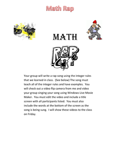 Math Rap Project | Teaching Resources