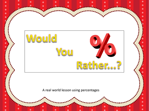 Would You Rather?  Percentage Task Cards for Centers 