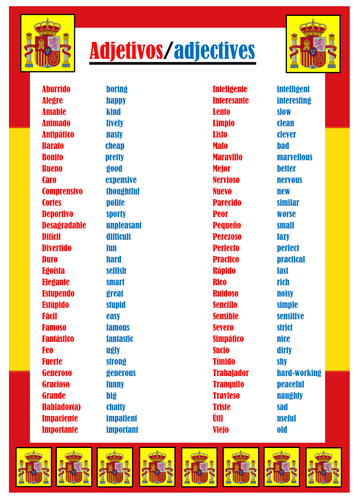 spanish adjectives