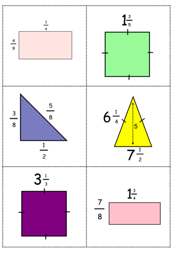 Mixed Fractions - Area and Perimeter Card Match by ctaylor146