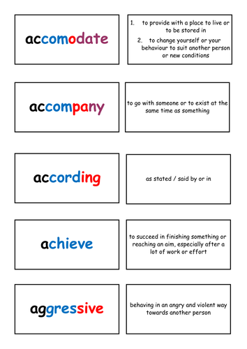 Year 5/6 Spelling and Guided Reading Cards