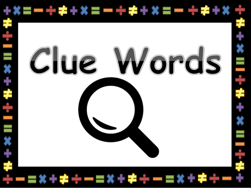 Clue Words Flash Cards