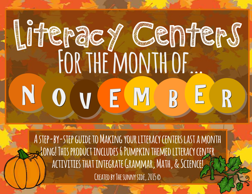 Month Long Literacy Centers: Autumn Pumpkins