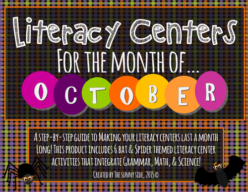 Month Long Literacy Centers: Bats & Spiders