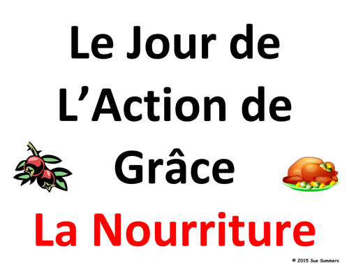 French Thanksgiving Food Word Wall - Jour de L'Action de Grâce