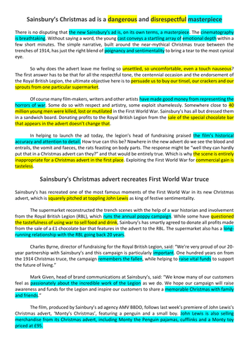 Christmas Adverts: Persuasive Writing