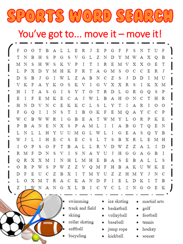 worksheets sports for pdf kindergarten Sports Word Search Word Work  Vocabulary Themed by