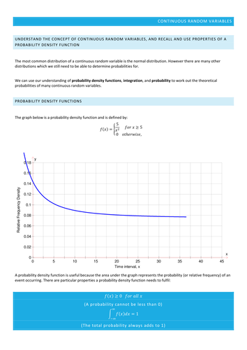 A2 Full notes for Continuous Random Variables