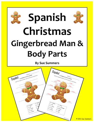 Spanish Christmas Gingerbread Man and Body Parts - Navidad