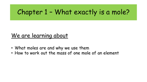 iGCSE Coordinated Science Moles Unit of Work