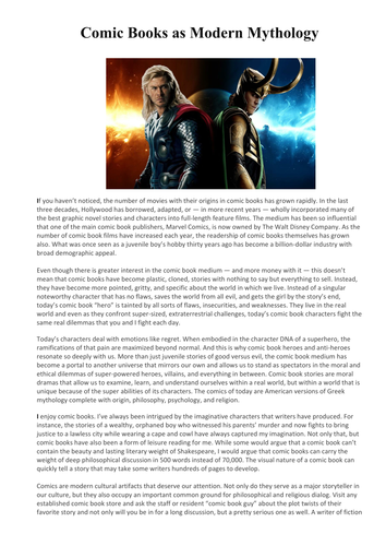OCR A2 Religious Language: Myth. Superhero movies  - myths for the modern mind?