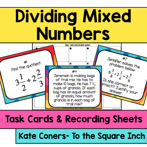 Dividing Mixed Numbers Task Cards Teaching Resources