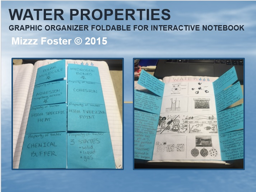Water Properties Graphic Organizer Foldable for interactive Notebook