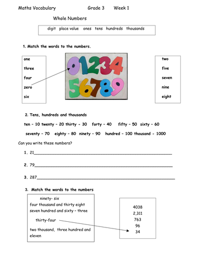 math sheets 1 revision for grade and worksheet interactive Maths vocabulary for ESL