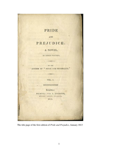 Pride and Prejudice by Jane Austen, a commentary