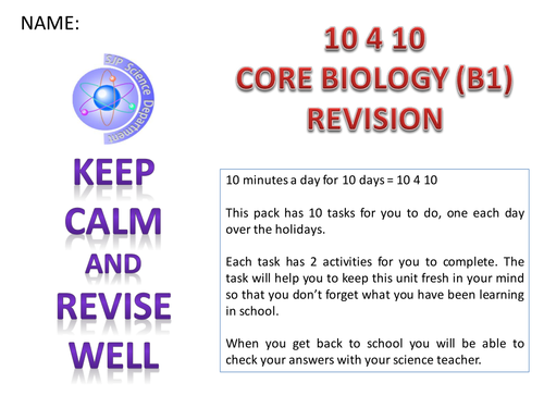 10-4-10  AQA Core revision booklet and MS