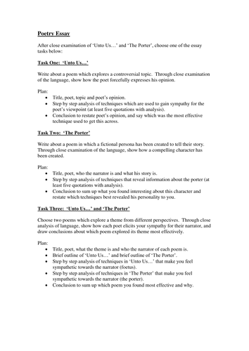 Unto Us by Spike Milligan and The Porter by Edwin Morgan