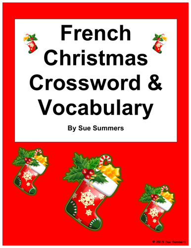 French Christmas Crossword Worksheet and Vocabulary - Noel