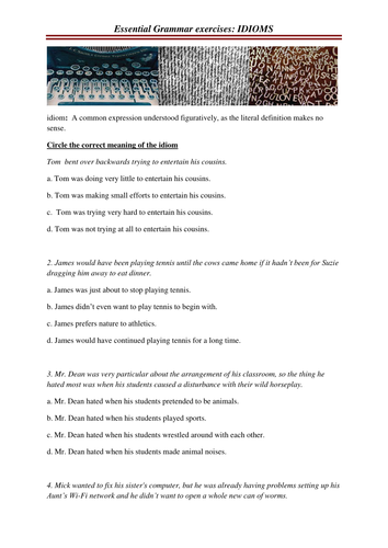Know Your Grammar:Idioms (question sheet and answer key)