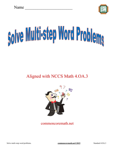 Write Equations to Solve Word Problems 4 page packet with assessment - Aligned with NCCS Math 4.OA.3