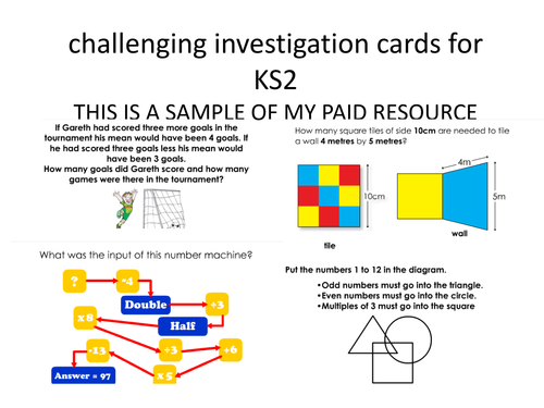 maths challenge cards KS2
