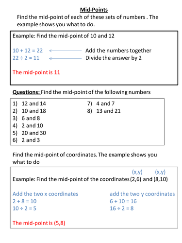 Finding the mid-points of lines