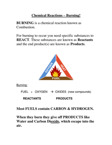 ks3 chemistry gcse senfoundation the burning triangle worksheet